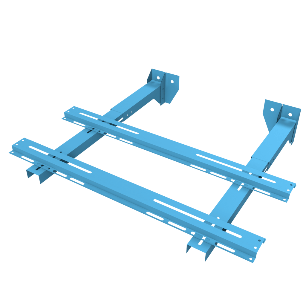 Картинка корзины с раздельным кронштейном синего цета с креплением к вентилируемым фасадам